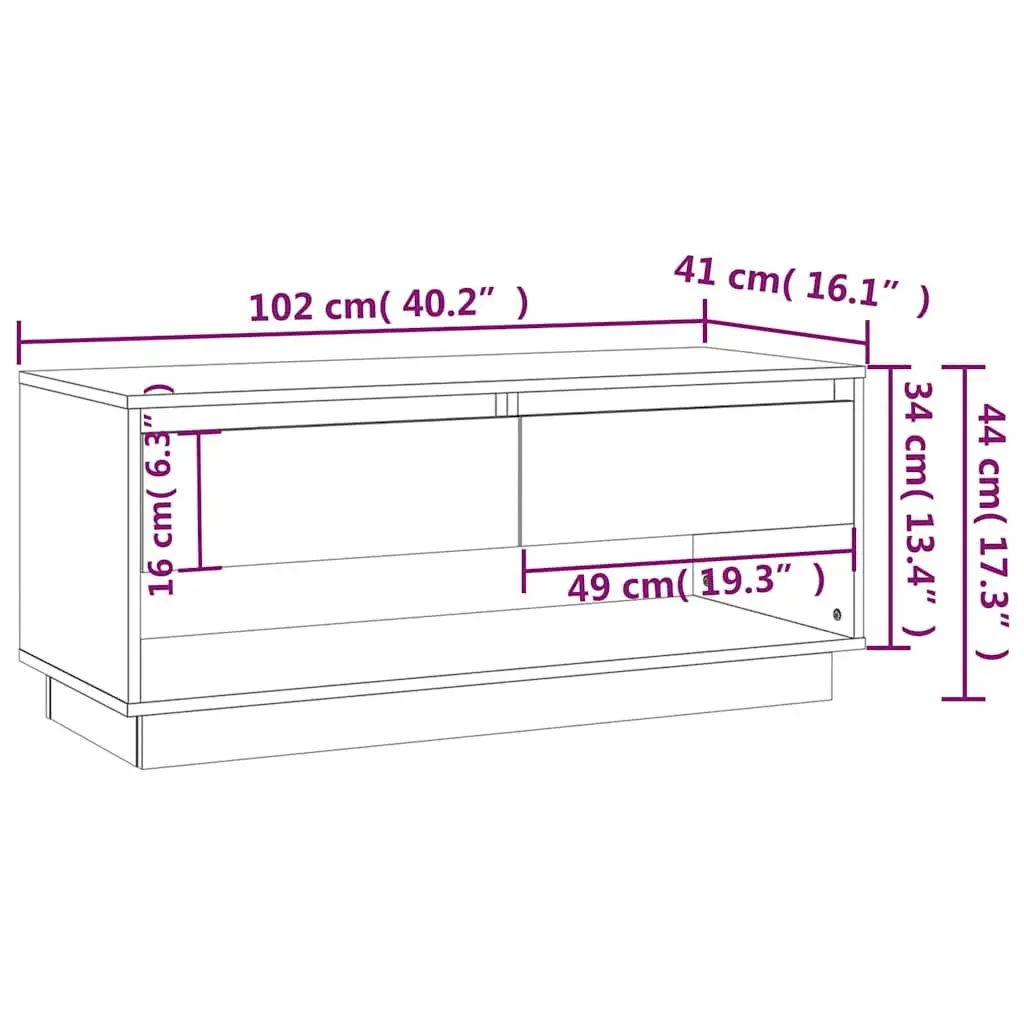 TV Cabinet White Lowboard with 2 Drawers and Open Compartment 102 x 41 x 44 cm