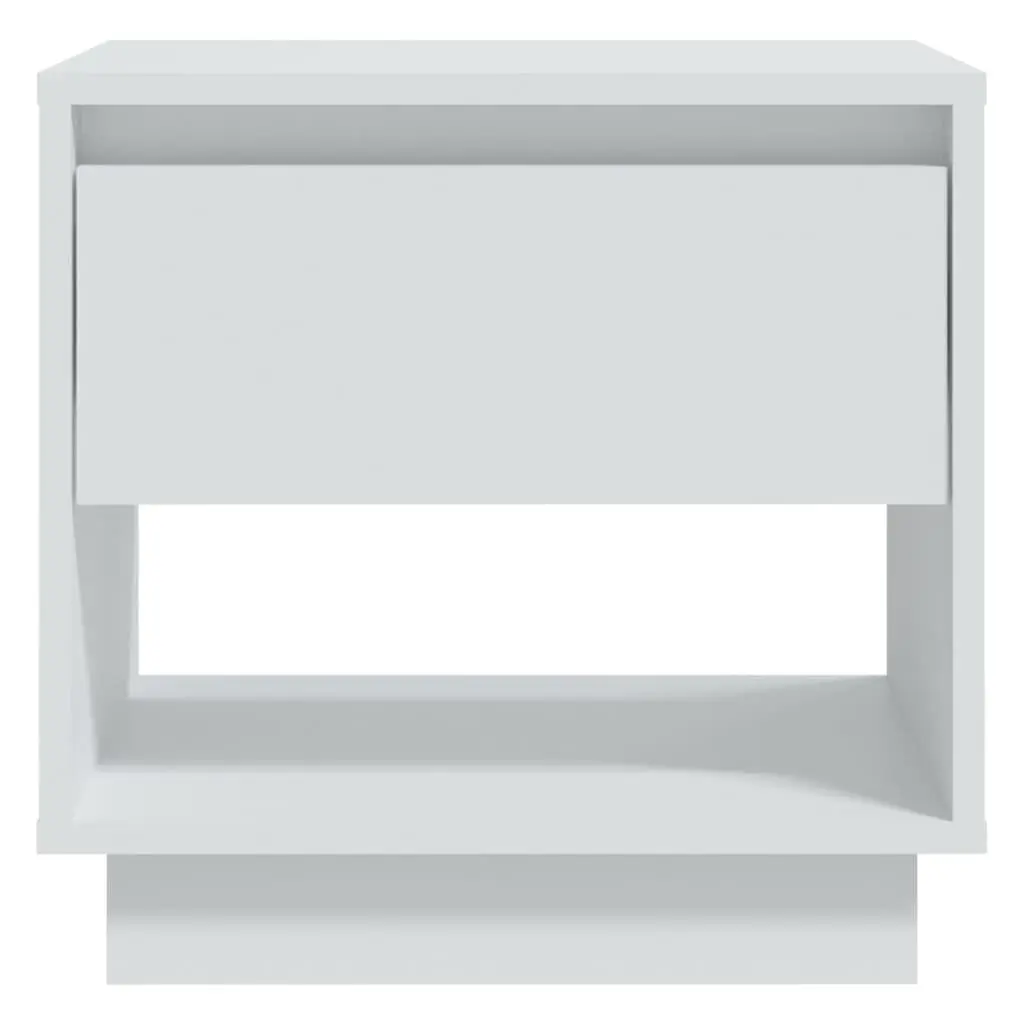 Bedside Cabinet White Engineered Wood Nightstand Storage Drawer Open Compartment 45 x 34 x 44 cm