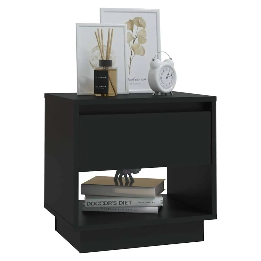 Bedside Cabinets Black Storage Nightstand Drawer Open Compartment 45x34x44 cm 2 Piece