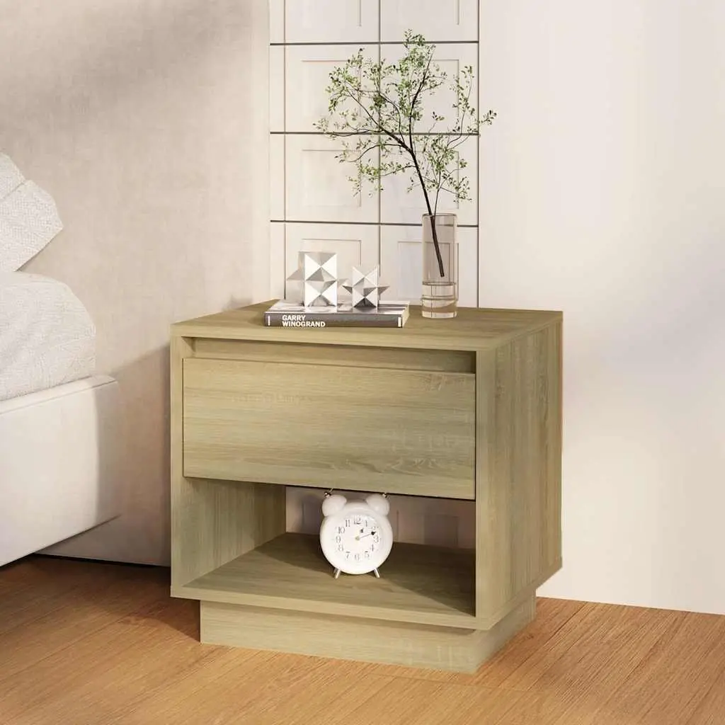 Bedside Cabinets Set of 2 Storage Drawer Open Compartment 45x34x44cm