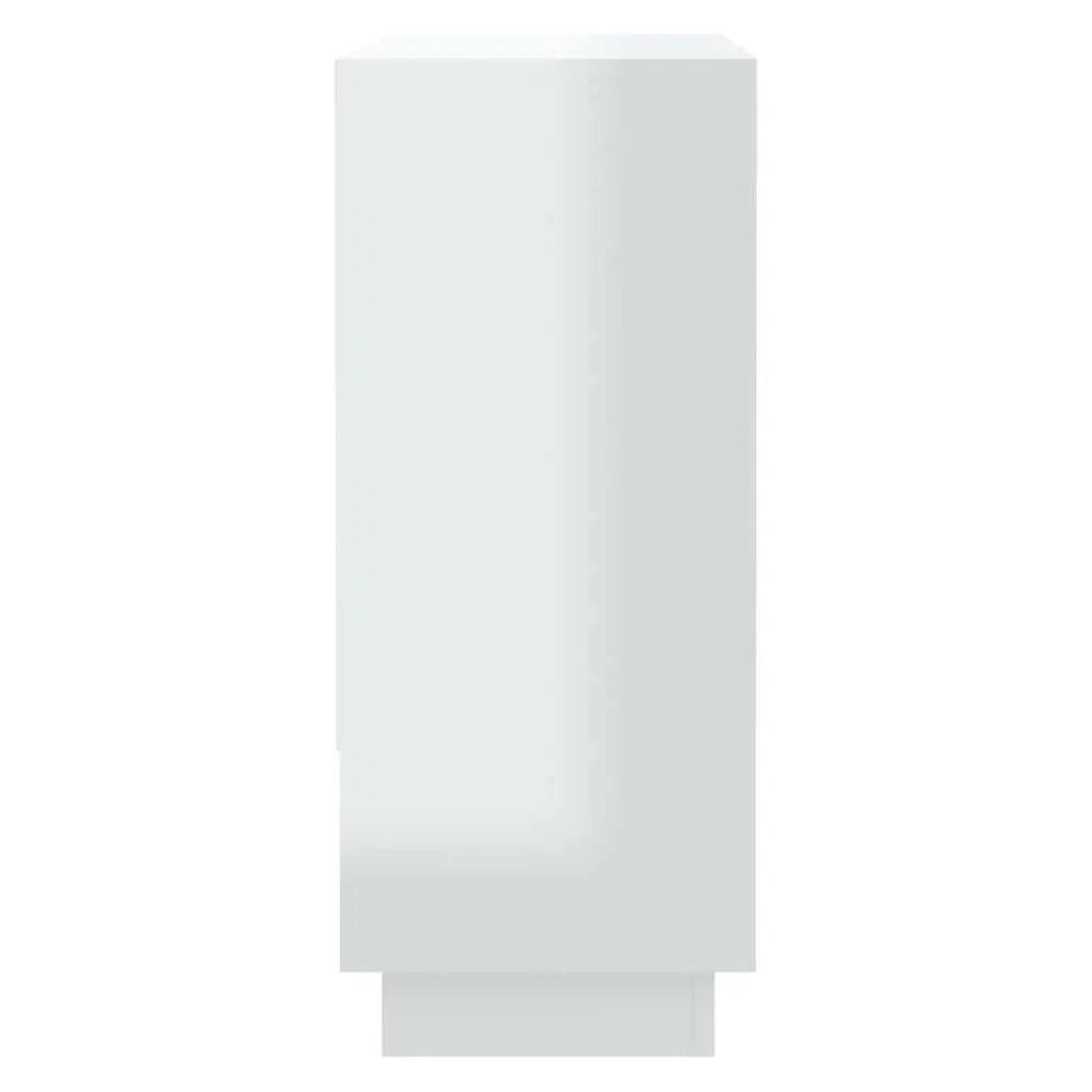 Sideboard High Gloss White Storage Cabinet 3 Doors Open Compartment 97W x 31D x 75H cm