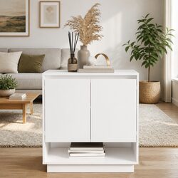 Your Friendly White Sideboard with Organized Compartments