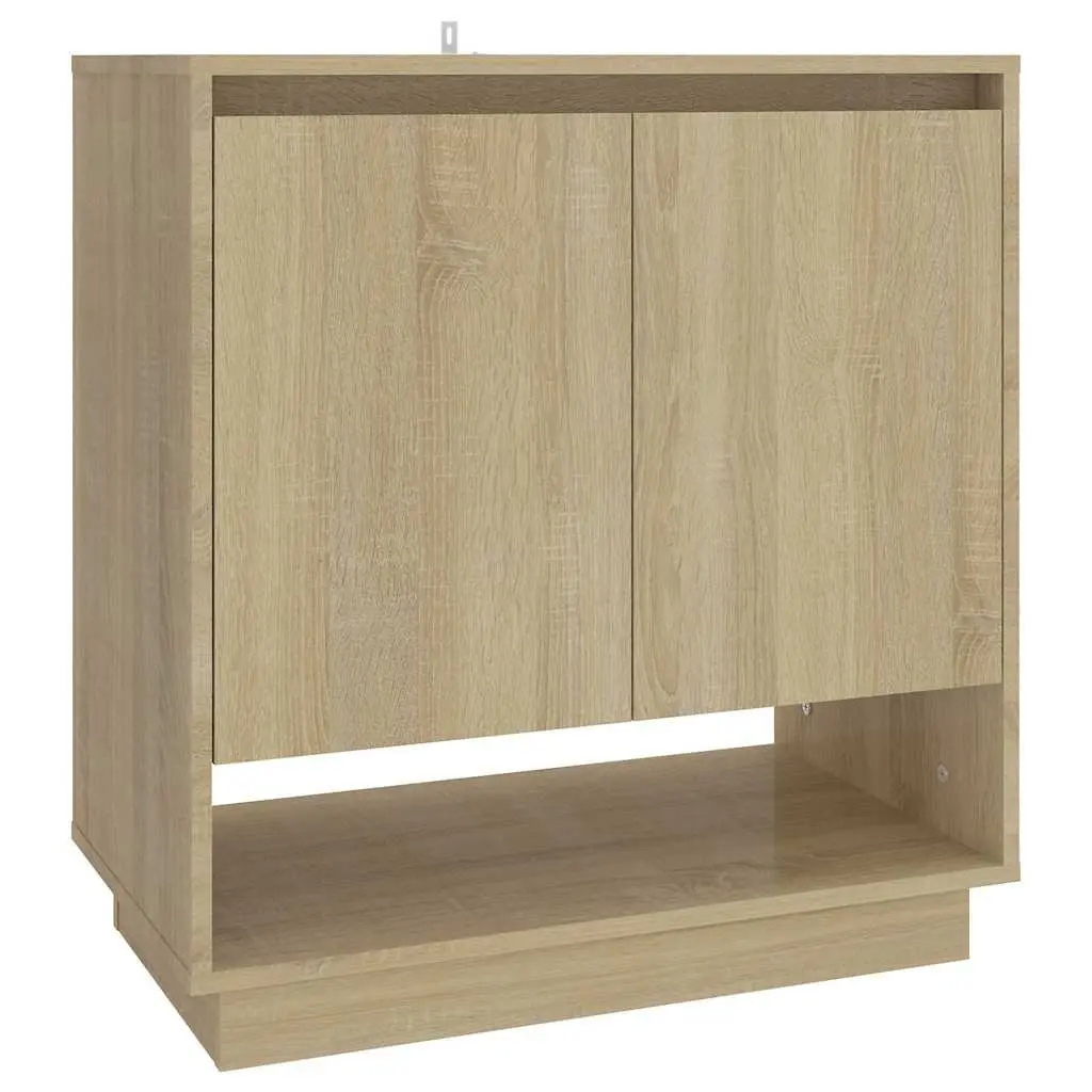 Sideboard Brown Storage Cabinet with Doors Compartments Engineered Wood