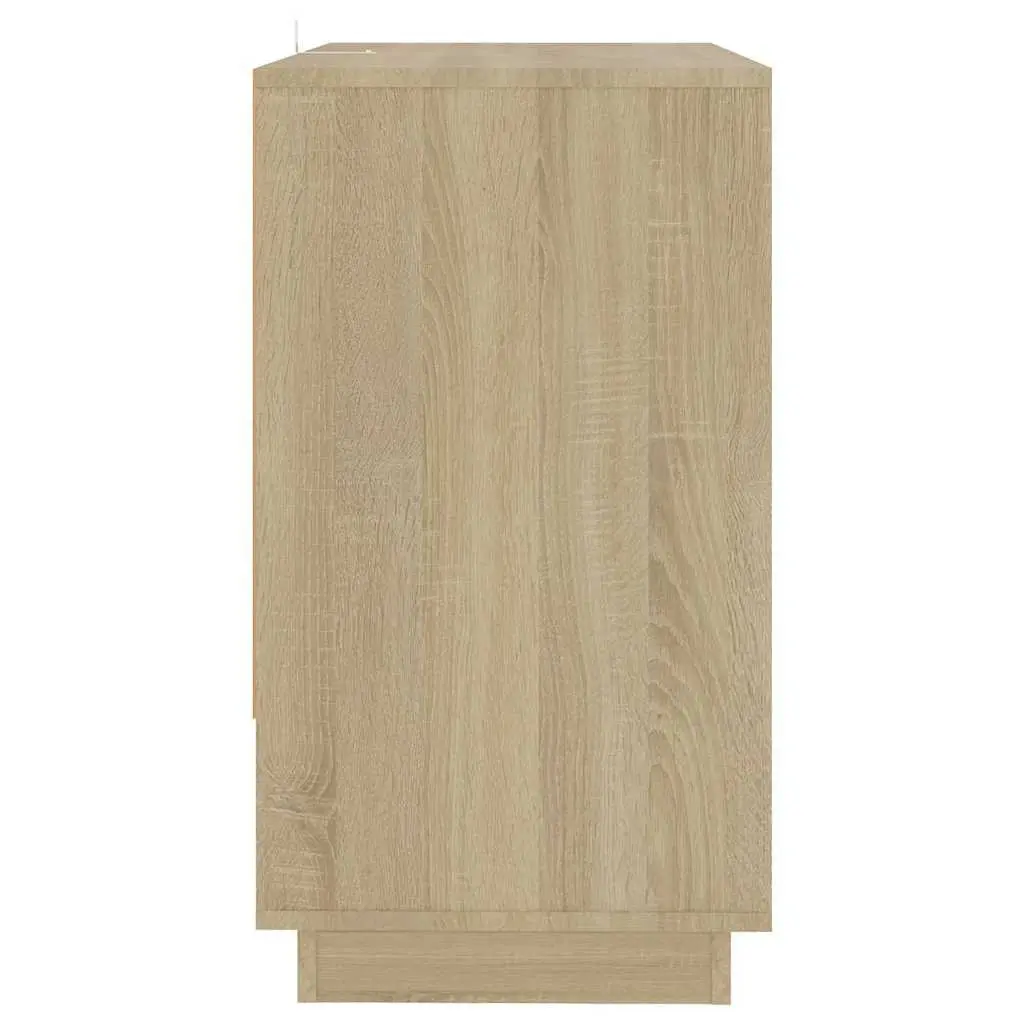 Sideboard Brown Storage Cabinet with Doors Compartments Engineered Wood