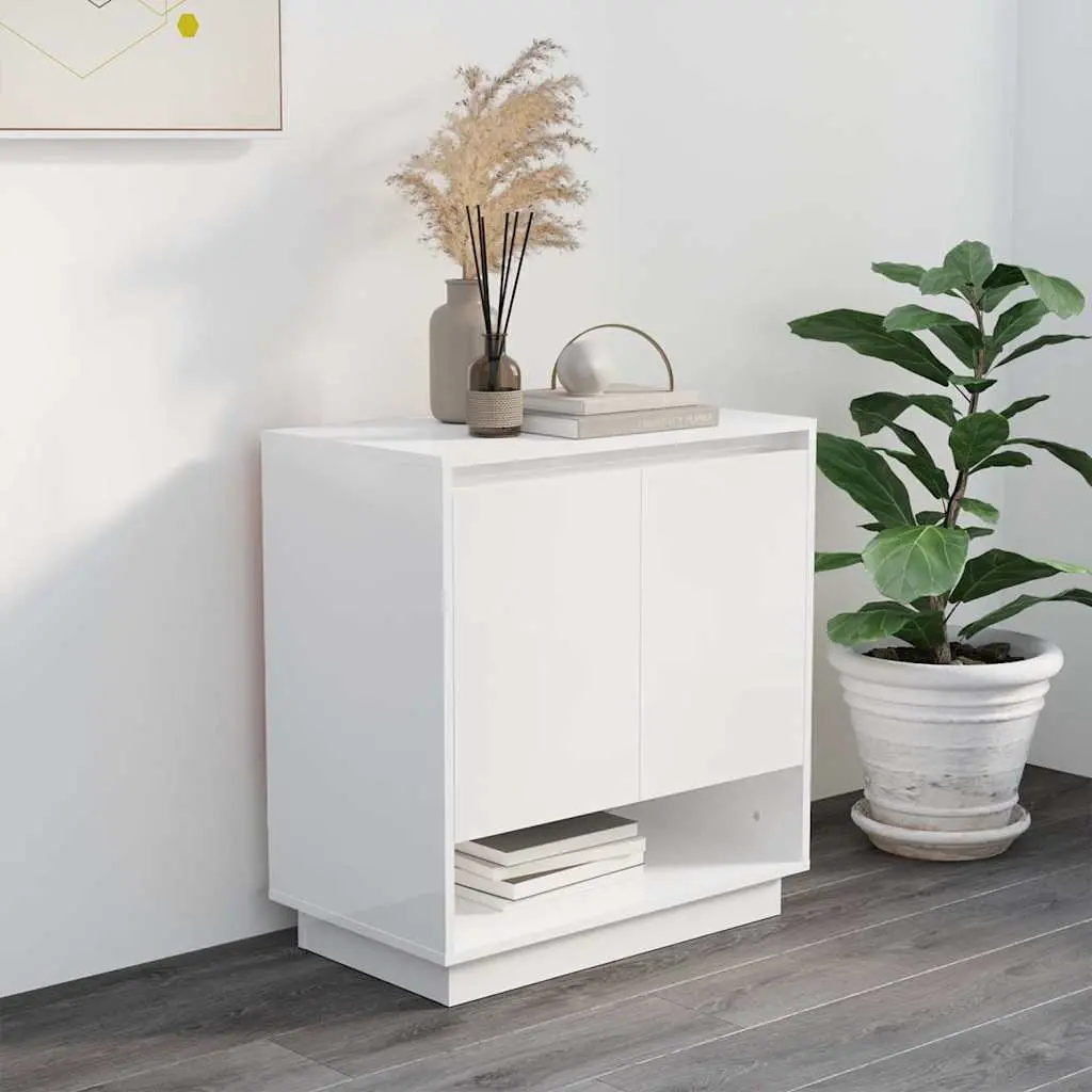 Sideboard High Gloss White Storage Cabinet Doors Compartments Home Furniture