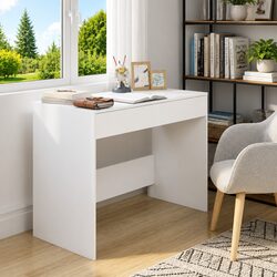 White Office Desk 101x50x76.5 cm Computer Workstation with 2 Storage Drawers