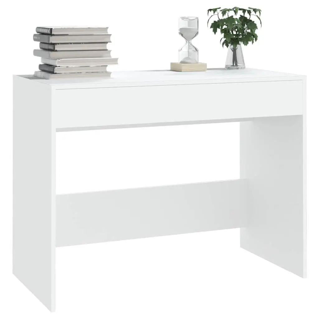 White Office Desk Sturdy Construction 101x50x76.5 cm with 2 Storage Drawers