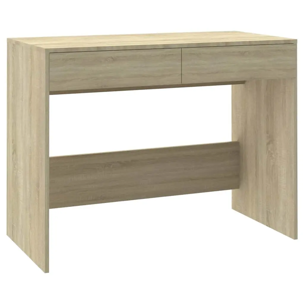 Office Desk Beige Engineered Wood Spacious Workstation with 2 Storage Drawers