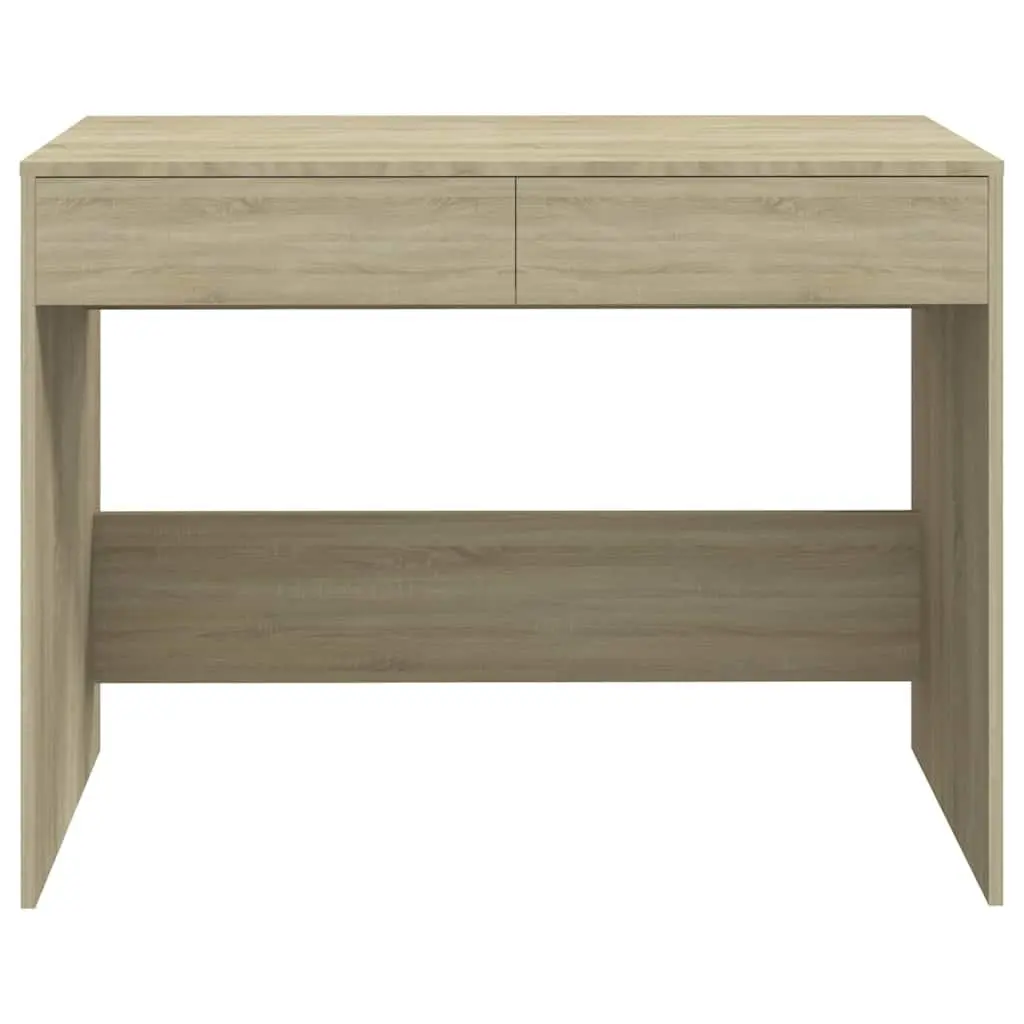 Office Desk Beige Engineered Wood Spacious Workstation with 2 Storage Drawers