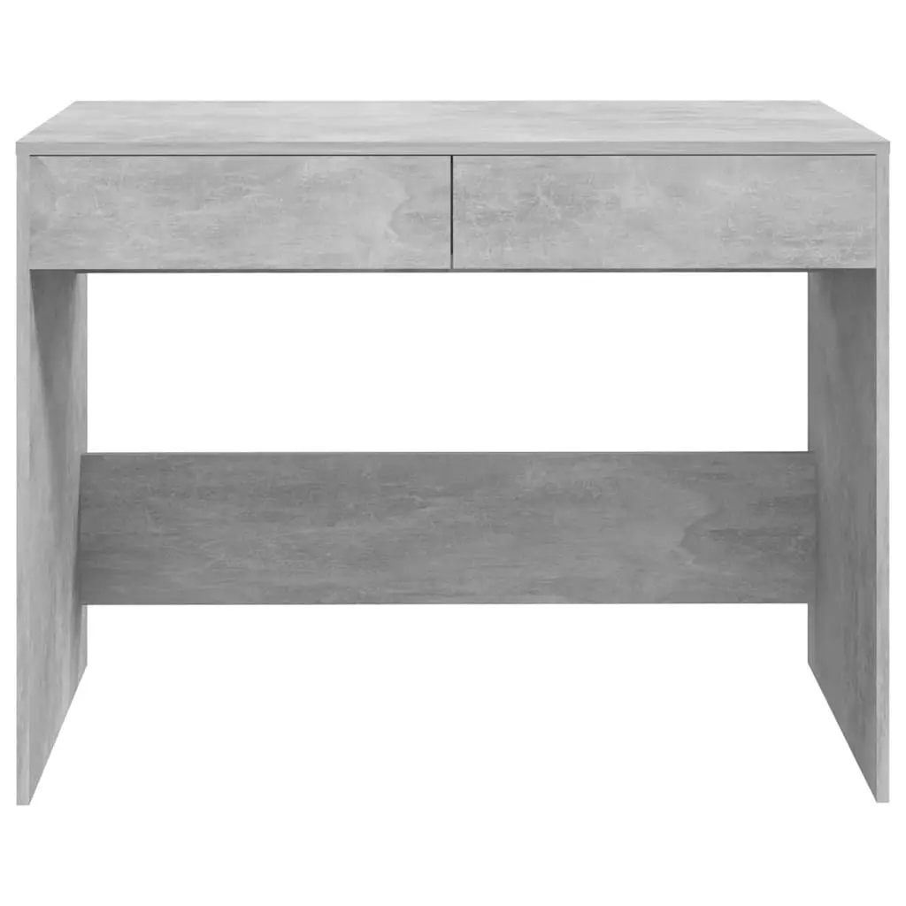 Concrete Grey Workstation with Two Drawers