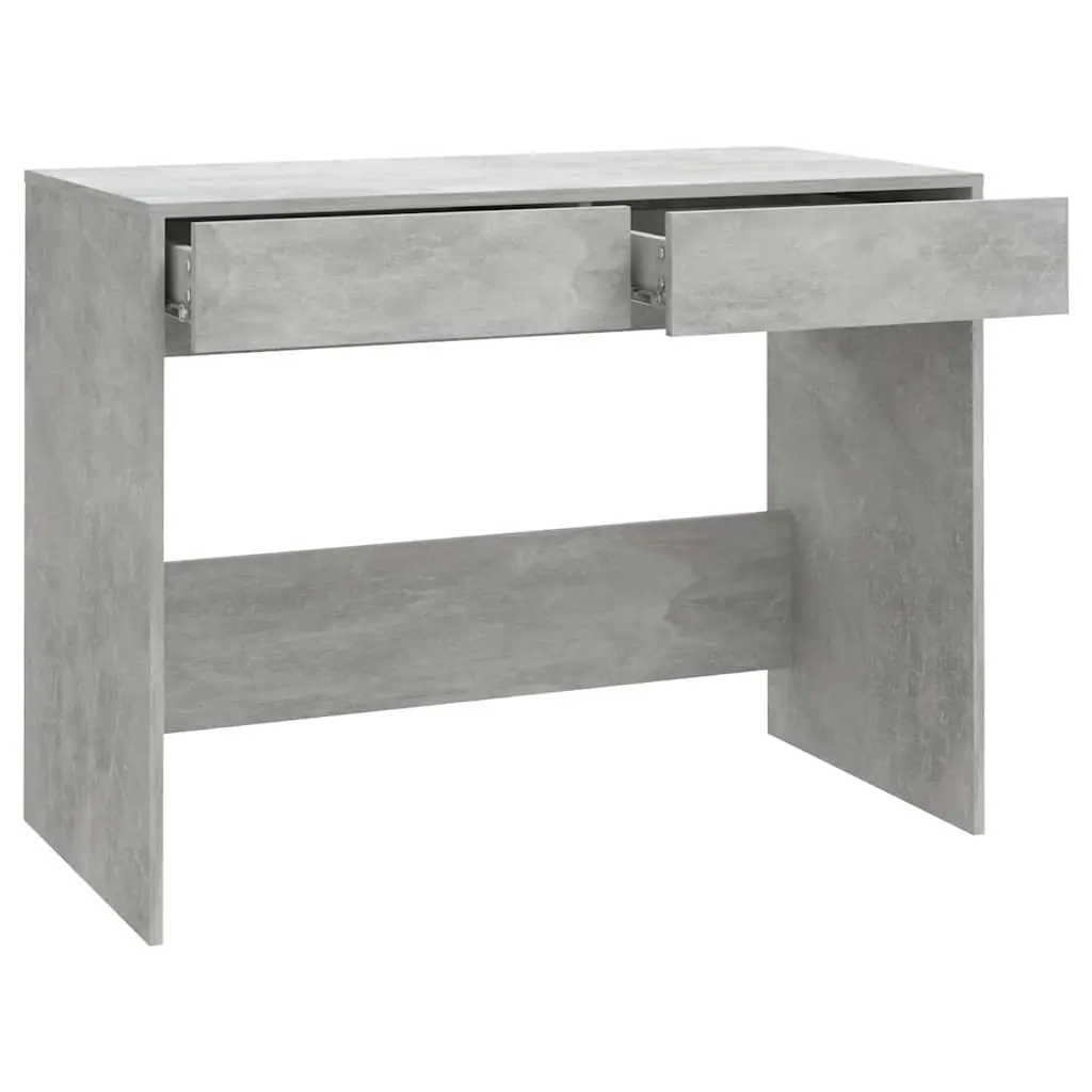 Concrete Grey Workstation with Two Drawers