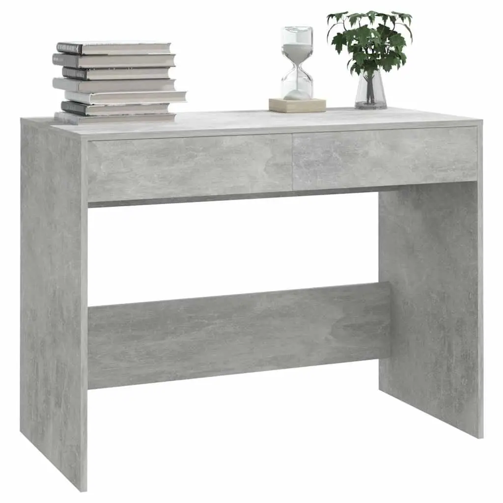 Concrete Grey Workstation with Two Drawers