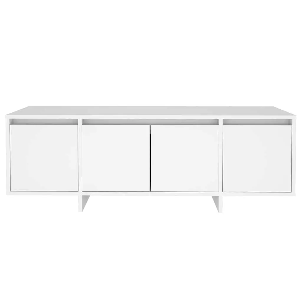 4 Door TV Cabinet White Engineered Wood 120cm Lowboard Furniture