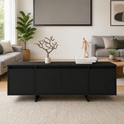 Your Friendly 4-Door Black TV Cabinet