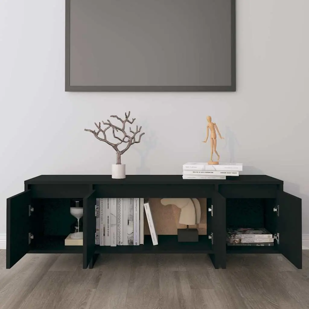 TV Cabinet Black 4-Door Lowboard 120 x 30 x 40.5 cm