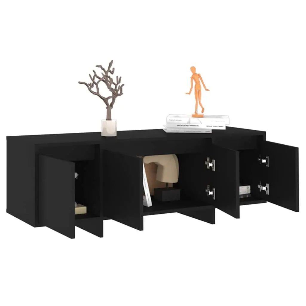 TV Cabinet Black 4-Door Lowboard 120 x 30 x 40.5 cm