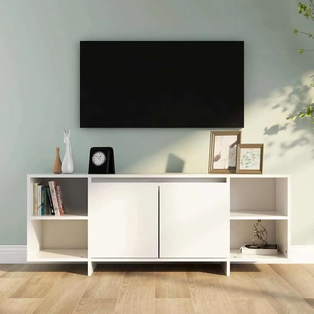 TV Stand White Storage Unit with Doors and Shelves 130 x 35 x 50 cm