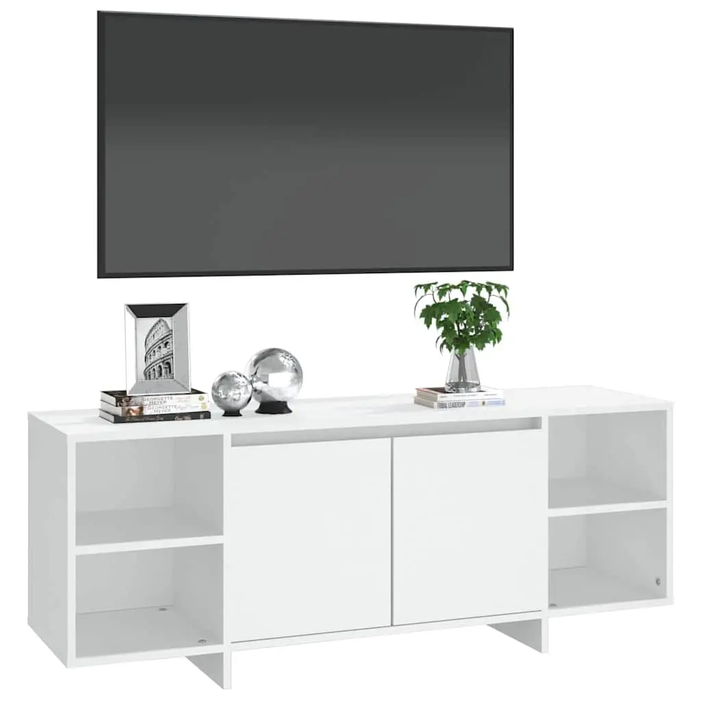 TV Stand White Storage Unit with Doors and Shelves 130 x 35 x 50 cm