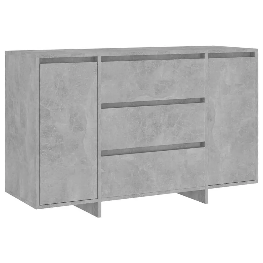 Sideboard Cabinet with 3 Drawers 2 Doors Grey Storage Furniture Engineered Wood