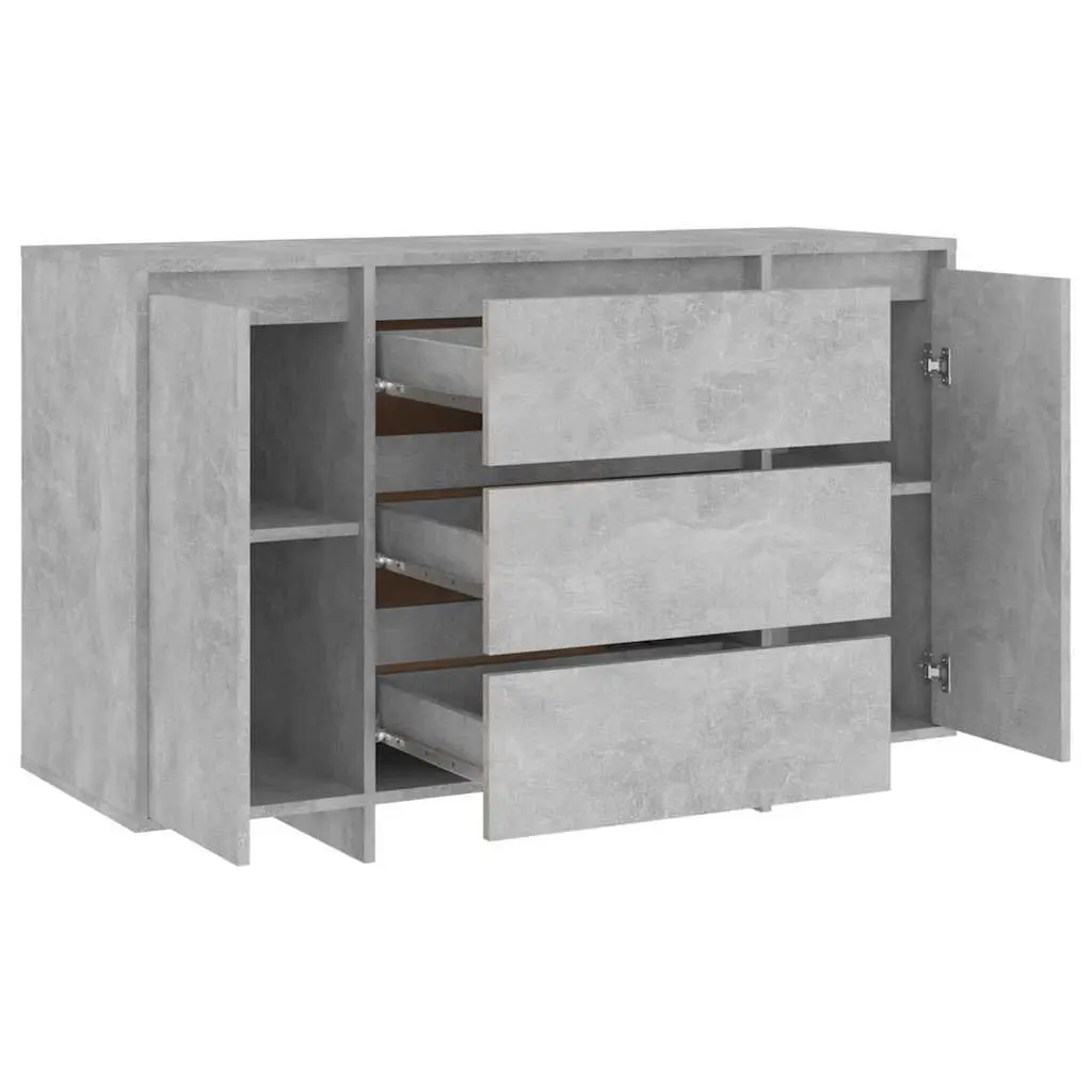 Sideboard Cabinet with 3 Drawers 2 Doors Grey Storage Furniture Engineered Wood