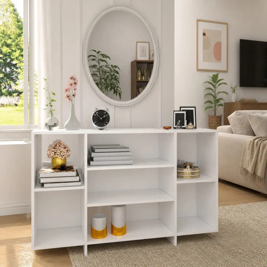 Sideboard Modern White High Gloss 4 Shelf Storage Cabinet