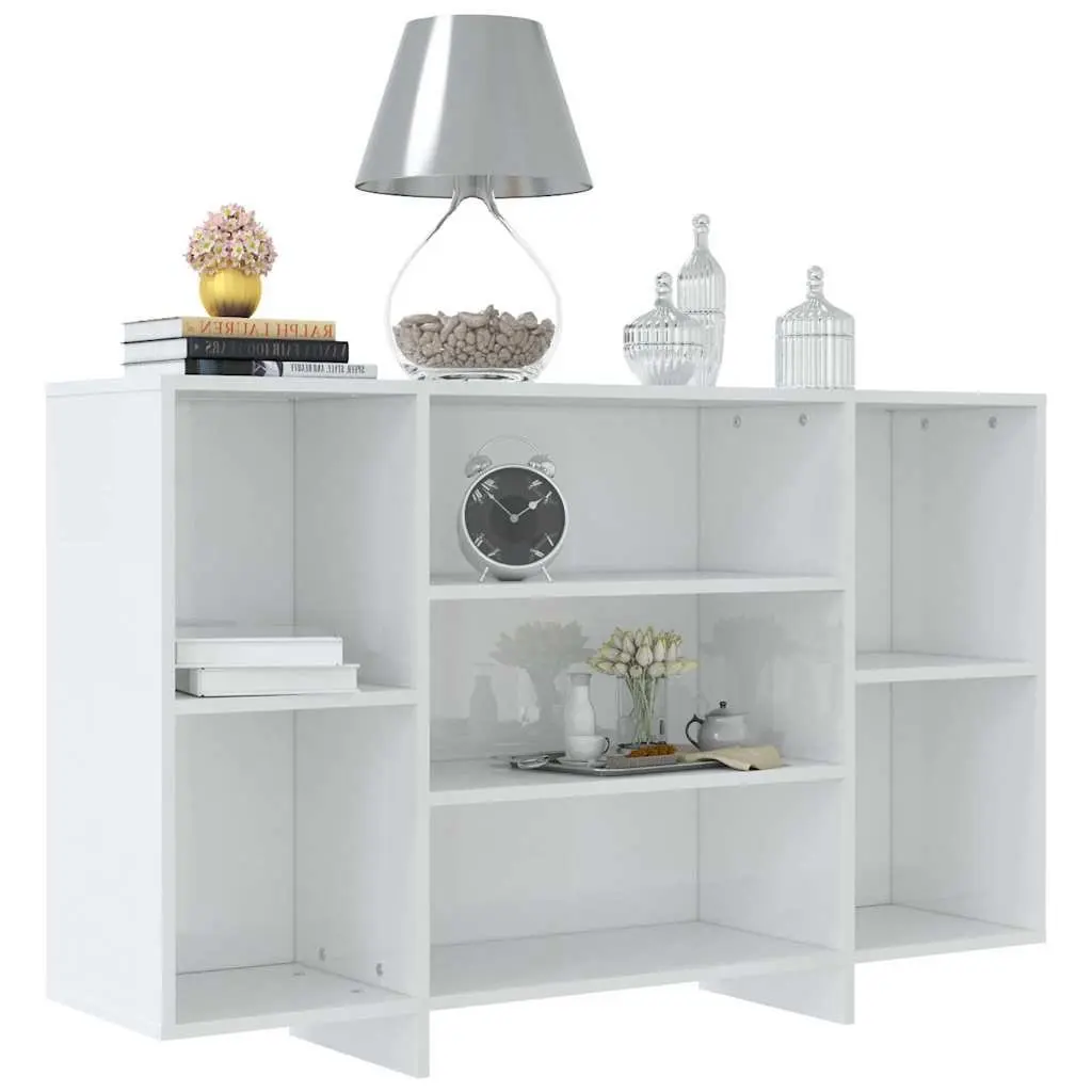Sideboard Modern White High Gloss 4 Shelf Storage Cabinet