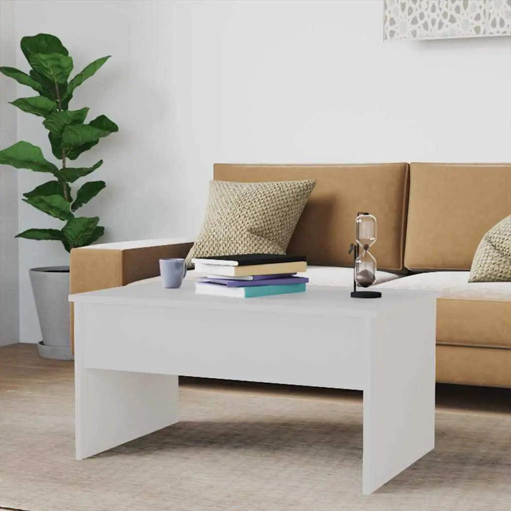 Coffee Table White Lift Top Hidden Storage Engineered Wood Living Room Furniture