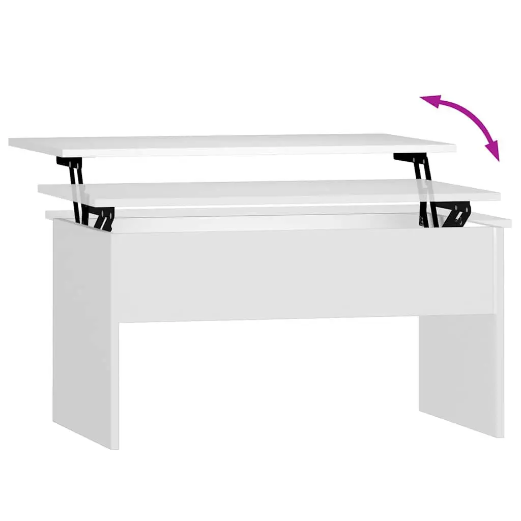 Coffee Table White Lift Top Hidden Storage Engineered Wood Living Room Furniture