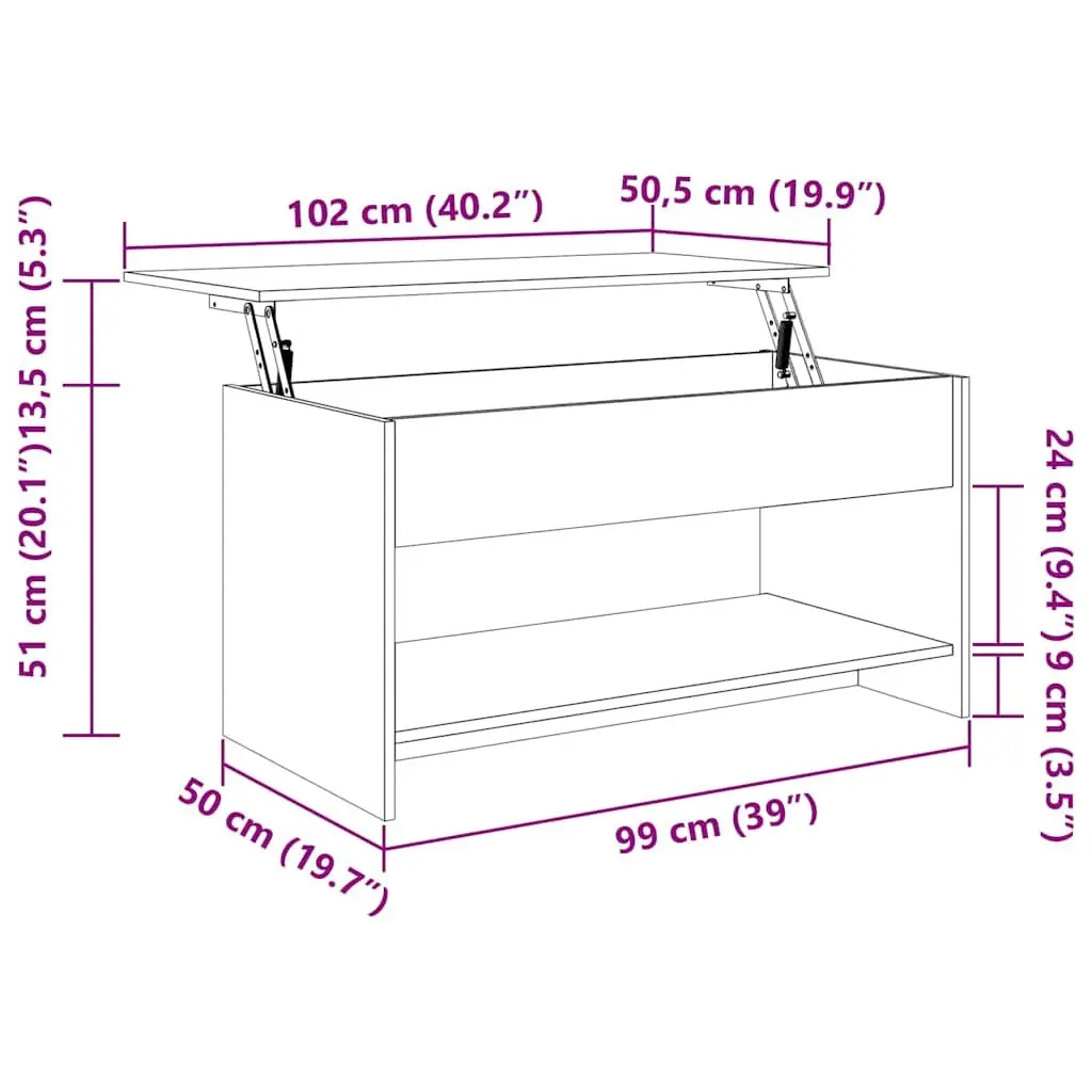 White High Gloss Coffee Table Lift Top Storage Compartment Modern Accent