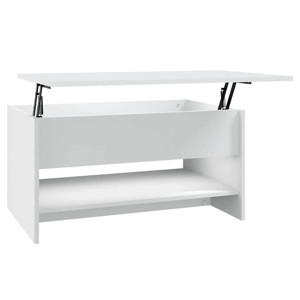 Coffee Table White Accent with Hidden Storage Compartment 80 x 50 x 40 cm