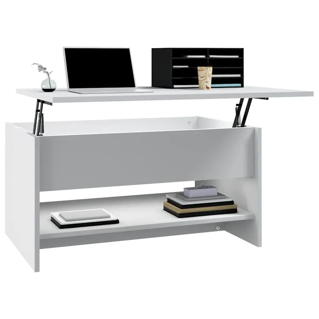 Coffee Table White Accent with Hidden Storage Compartment 80 x 50 x 40 cm