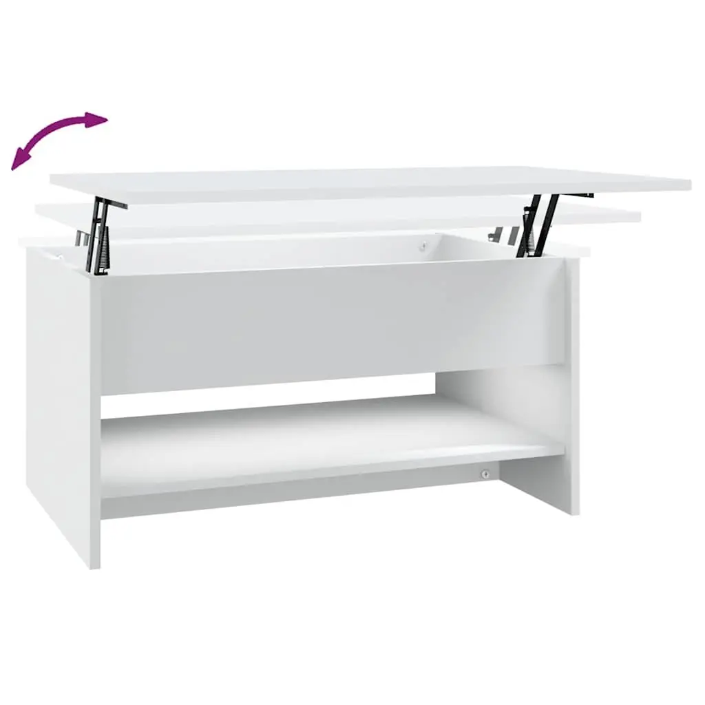 Coffee Table White Accent with Hidden Storage Compartment 80 x 50 x 40 cm