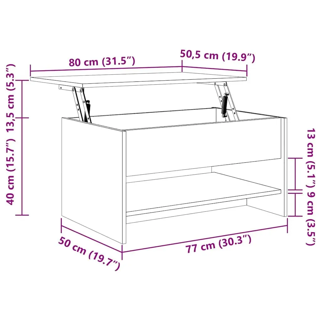 Coffee Table High Gloss White Lift Top Storage Compartment Modern 80L x 50W x 40H cm