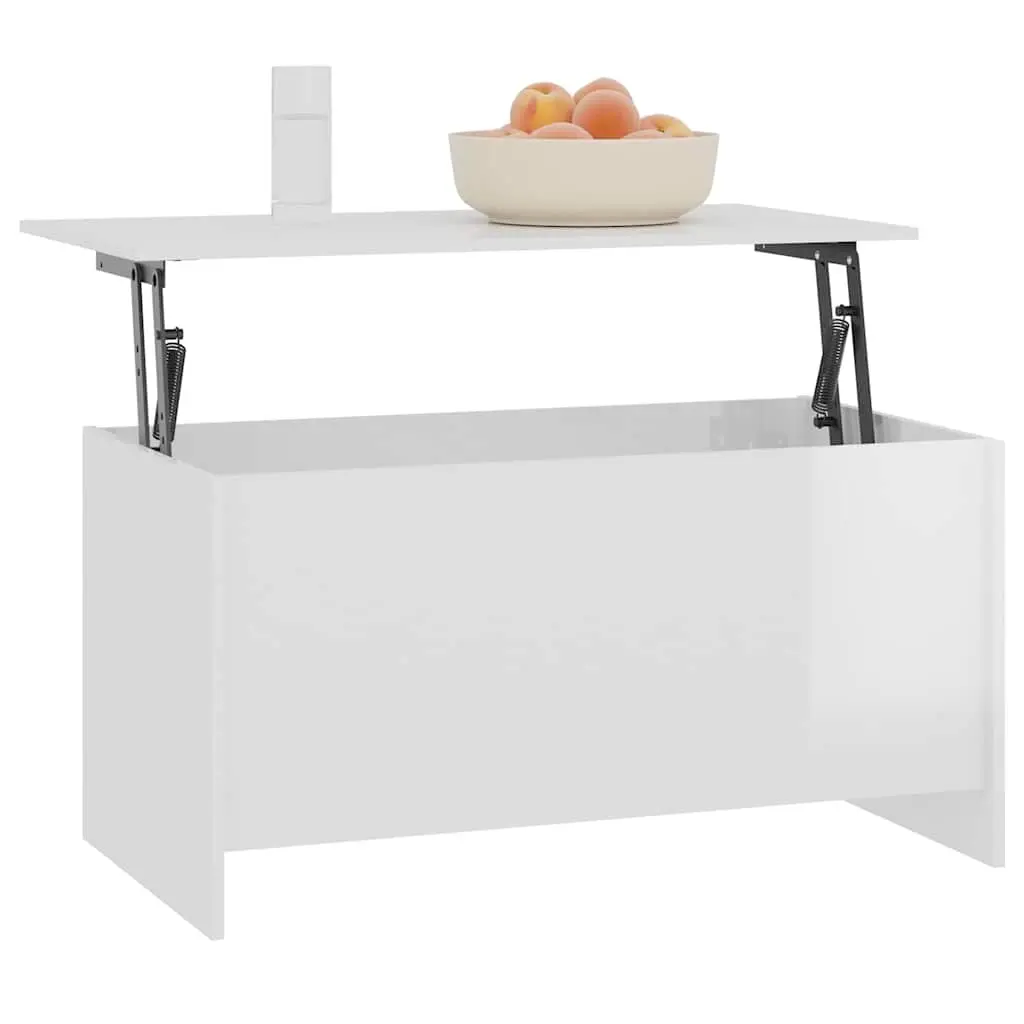Coffee Table High Gloss White Lift Top Storage Engineered Wood Living Room
