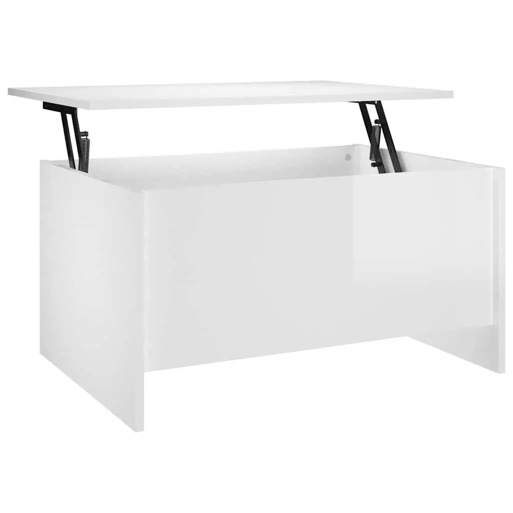 Coffee Table White High Gloss Lift Top Storage Hidden Compartment Engineered
