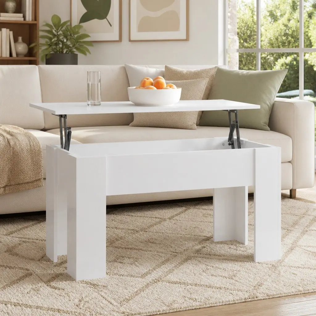 White Lift Top Coffee Table for Living Rooms