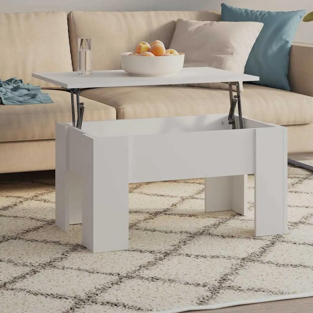 Coffee Table Lift-Top White Storage Compartment Modern Living Room Furniture