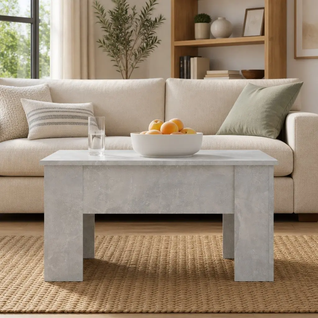 Coffee Table Lift Top Storage Engineered Wood Grey Modern 79 x 49 x 41 cm