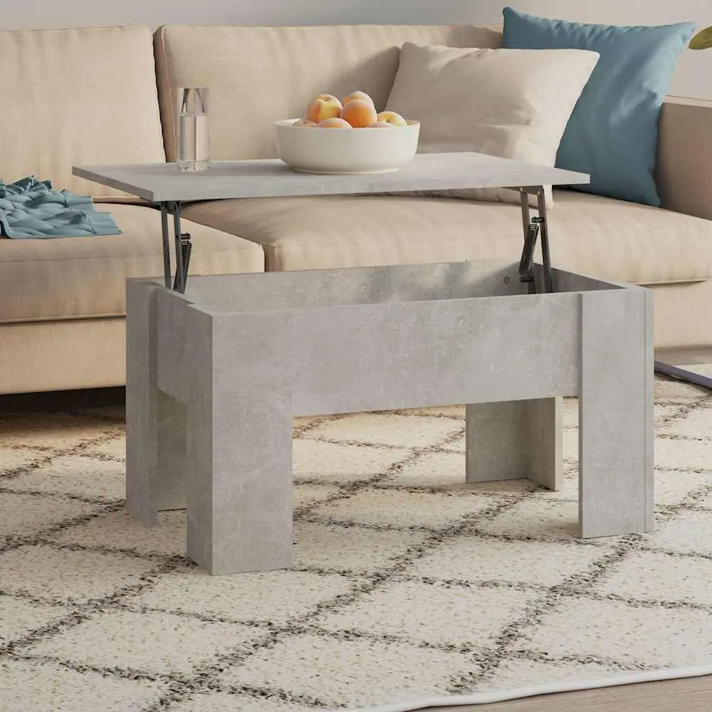 Coffee Table Lift Top Storage Engineered Wood Grey Modern 79 x 49 x 41 cm