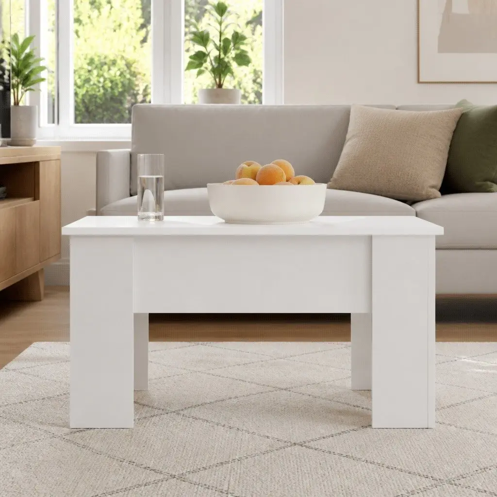 Coffee Table Lift Top High Gloss White 79L x 49W x 41H cm