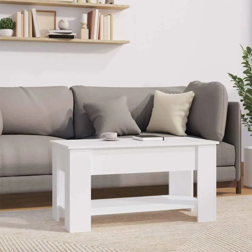 White Coffee Table with Lift-Top Functionality