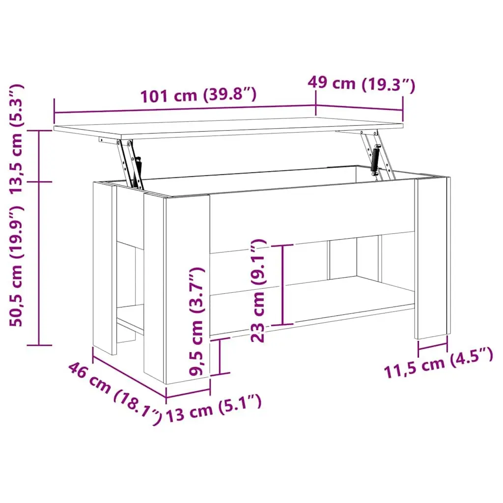 White Coffee Table with Lift-Top Functionality