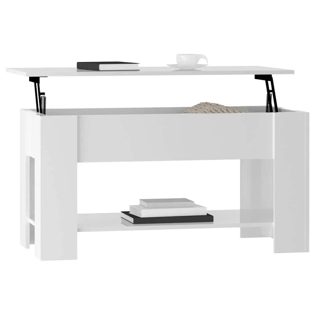 Coffee Table Lift-Top White High Gloss Modern Living Room Furniture Storage