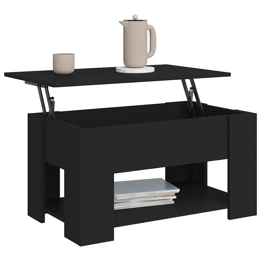 Coffee Table Black Lift-Top Design Living Room Furniture Engineered Wood Storage