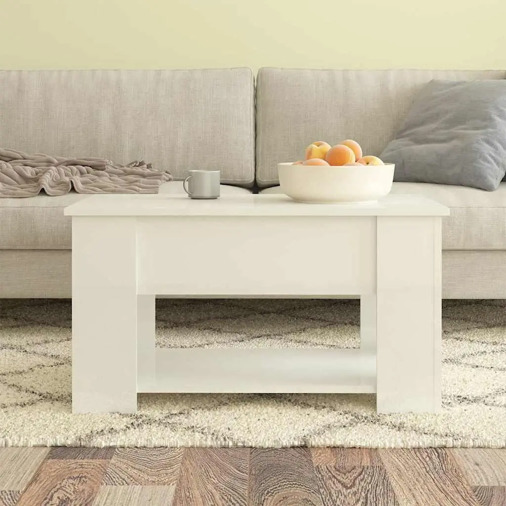 Coffee Table White Lift Top Engineered Wood Storage Living Room Furniture