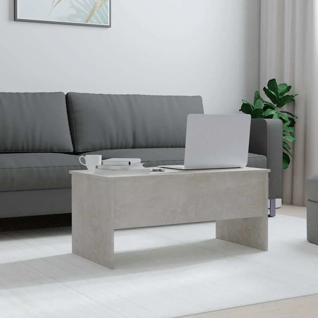 Coffee Table Grey with Storage Compartments Lift-Top Design Engineered Wood