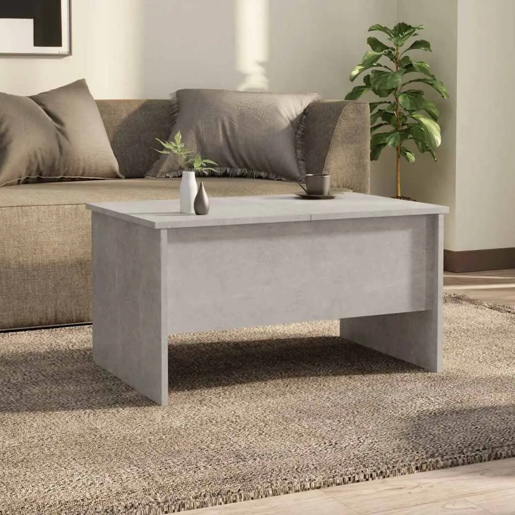 Coffee Table Grey Engineered Wood Hidden Storage Compartments Adjustable