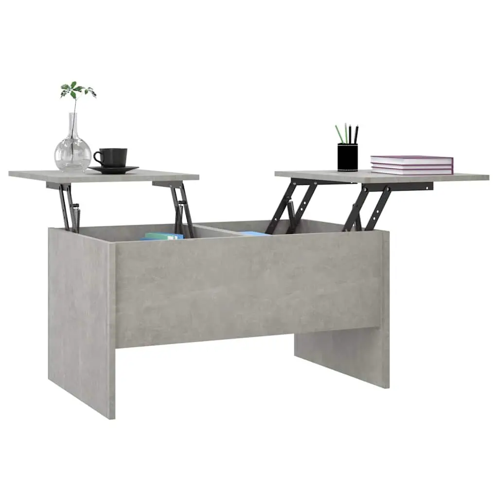 Coffee Table Grey Engineered Wood Hidden Storage Compartments Adjustable