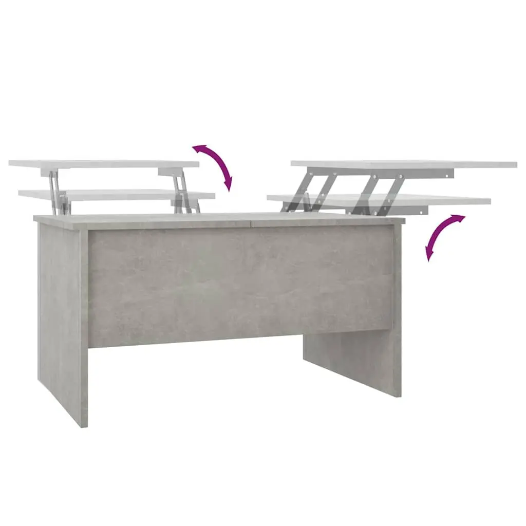 Coffee Table Grey Engineered Wood Hidden Storage Compartments Adjustable