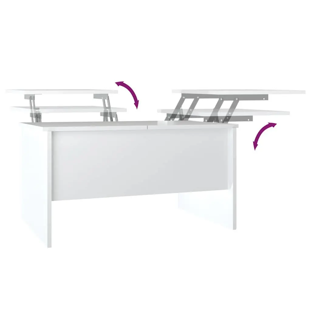 Coffee Table White High Gloss Modern Storage Lift Top Design Engineered Wood